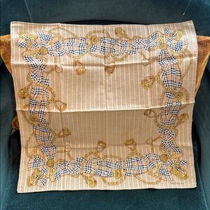 Burberrys Scarf Handkerchief - Beige with Gold Chain & Plaid Bow